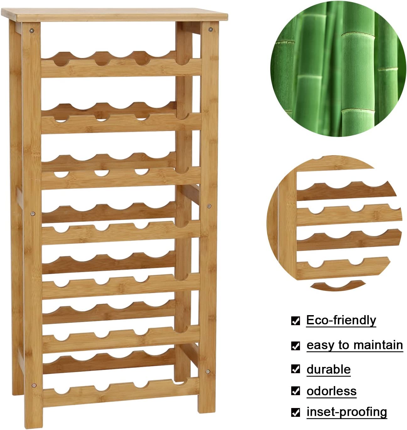 Pract Pack - Bamboo Wine Rack, 7-Tiers Free Standing Display Shelf - 9 ...
