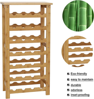 Pract Pack - Bamboo Wine Rack, 7-Tiers Free Standing Display Shelf - 92cm