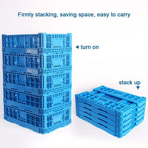 Pract Pack - Collapsible Storage Bin Container, Folding Storage Crates 60cm - Blue