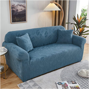 Pract Pack - Jacquard Sofa Cover, Elastic Stretch Couch Protector - Blue