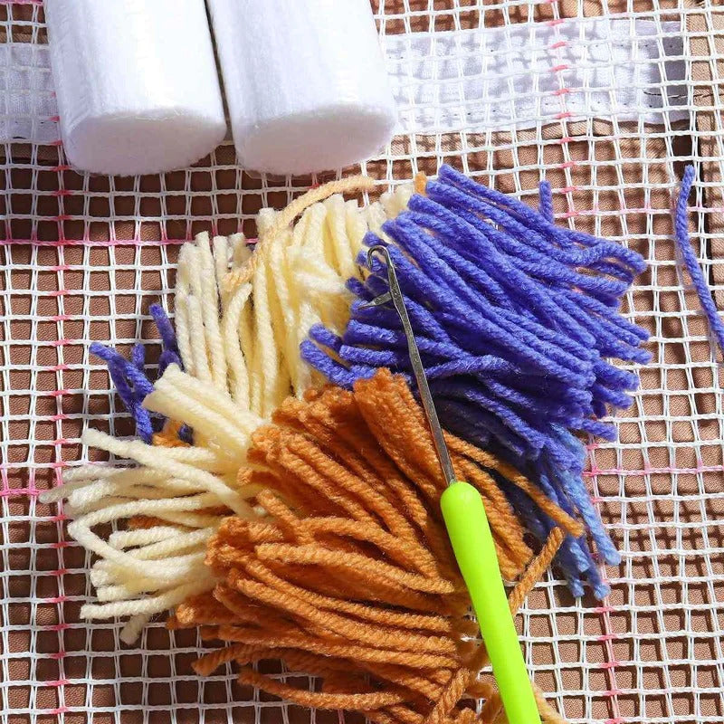 Volamor - Latch Hook Rug Kit , Purple Butterfly Rug Knitting Kit