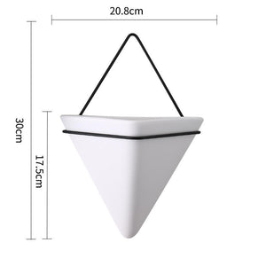 Volamor- Geometric Wall Mounted Flowerpot Hanging Planter with Metal Frame - White