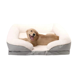 WigWagga - Calming Dog Bed, Machine Washable with Removable Cover & Firm Pillow 98cm- Grey