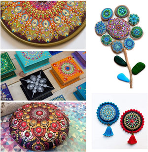 Nerdy Admin - 32Pcs Mandala Dotting Kit Tools and Stencils for Painting with Storage Bag - Multicolor