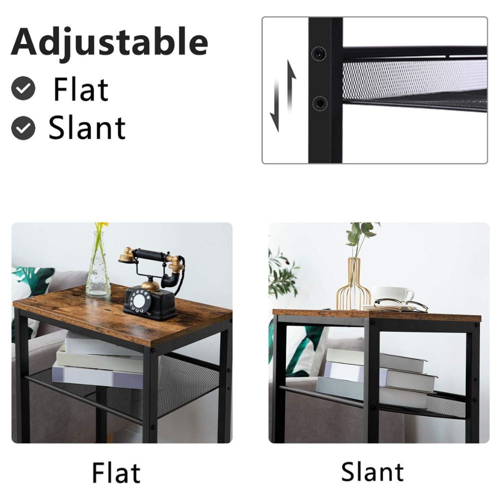 Table Storage Mesh Pract Pack - Mesh Side Table, Adjustable Mesh Shelves – Rustic Brown ...