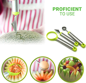 Pruchef- 30 Pieces Stainless steel Complete Fruit Carving Tools Set- Green