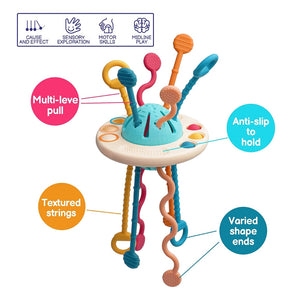 TugoPlay - Pull String Learning Ropes with Bubble Fidget Sensory Toy for Toddlers - Muli-Colour