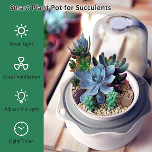 GajToys- Smart  Succulent Pot with Grow Light with Timer and Fan and Drainage Hole-  White