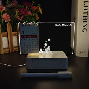 Nerdy Admin - LED Note Board, Light Calendar Desk Lamp - White