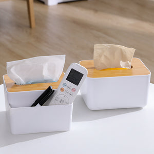 Pract Pack - Tissue Paper Box with Wooden Cover Storage Organizer - 16cm