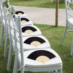 Volamor -12 Piece Black Bamboo Fan for Events - Black