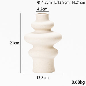 Volamor- Set of 3  Porcelain Wavy Lines Vase - White