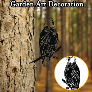 Herqona - Metal Bald Eagle Birds Yard Decor - Black