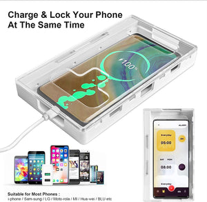 GajToys - Portable Cellphone Lockbox Jail Locker With Transparent Lid - White