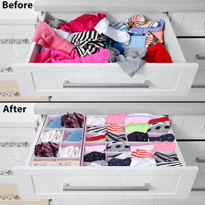 Pract Pack - 4 Piece Set Underwear Drawer Organizer Storage Compartments