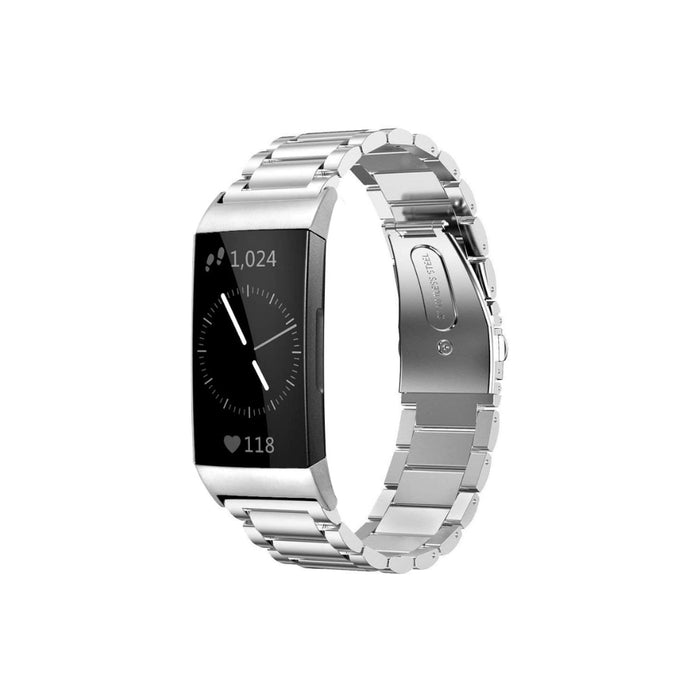 Volamor - Fitbit Charge3/4 Smart Stainless Steel Bracelet Strap - Silver