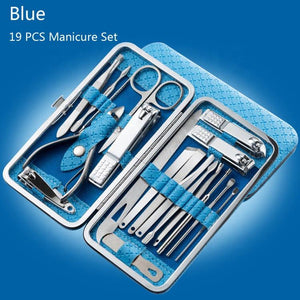 19 PCS Nail Clippers Set Stainless Steel Nail Scissors Cutter