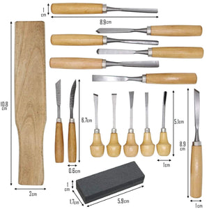 SuaTools - Professional High Carbon Steel Wood Carving Chisel Set 16 Pieces