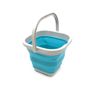 Pract Pack - 10L Folding Square Collapsible Water Bucket -  Blue and Grey