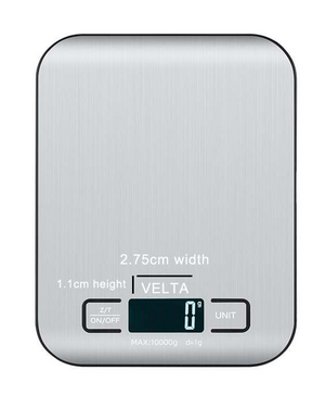 VELTA - 1g-10kg Digital Kitchen Scale - Silver