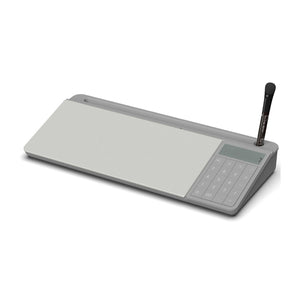 Nerdy Admin - Desktop Glass Dry Erase Board with Basic Calculator - Grey