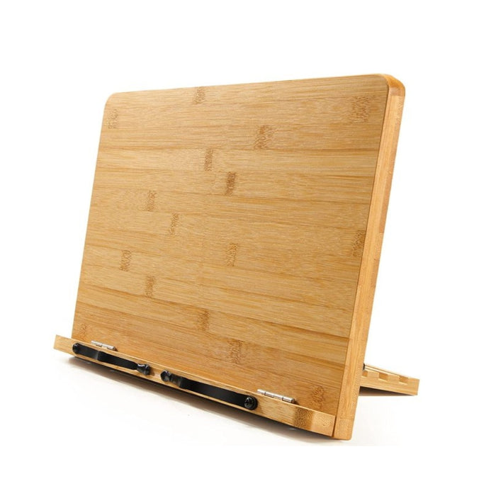 Bamboo Book Stand Adjustable Book Holder Tray - 39cm