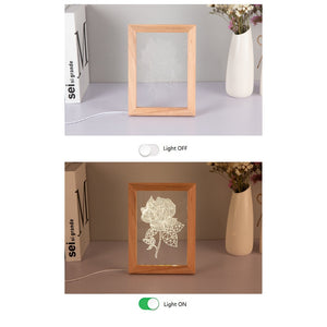 Photo Frame Lamp Wooden Table USB Powered Night Light