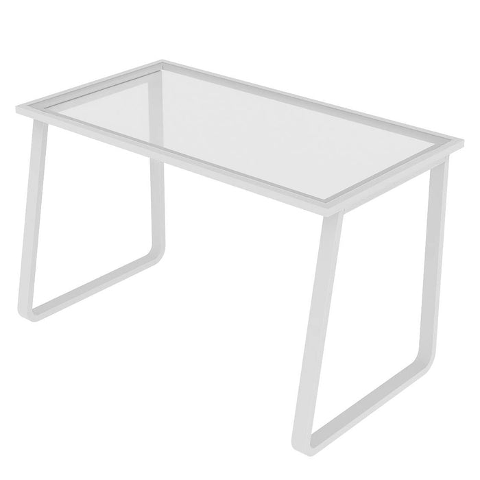 Pract Pack- 120cm Nordic Modern Style Tempered Glass Computer Desk - White