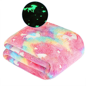 TotoBuds - Glow in The Dark Unicorn Party Blanket for 1-10 Year Kids - 150x200cm