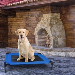WigWagga - Blue and Black Raised Elevated Pet Dog Bed