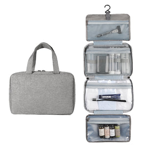 Pract Pack - Hanging Toiletry Travel Bag with Hook for Women and Men - Grey
